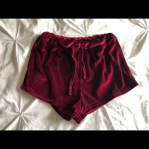 High Waisted Red Velvet Shorts